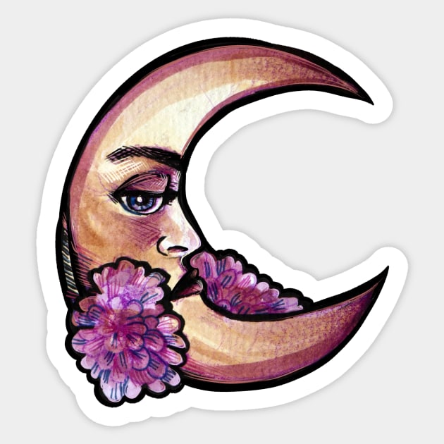 Flower Moon Sticker by bubbsnugg